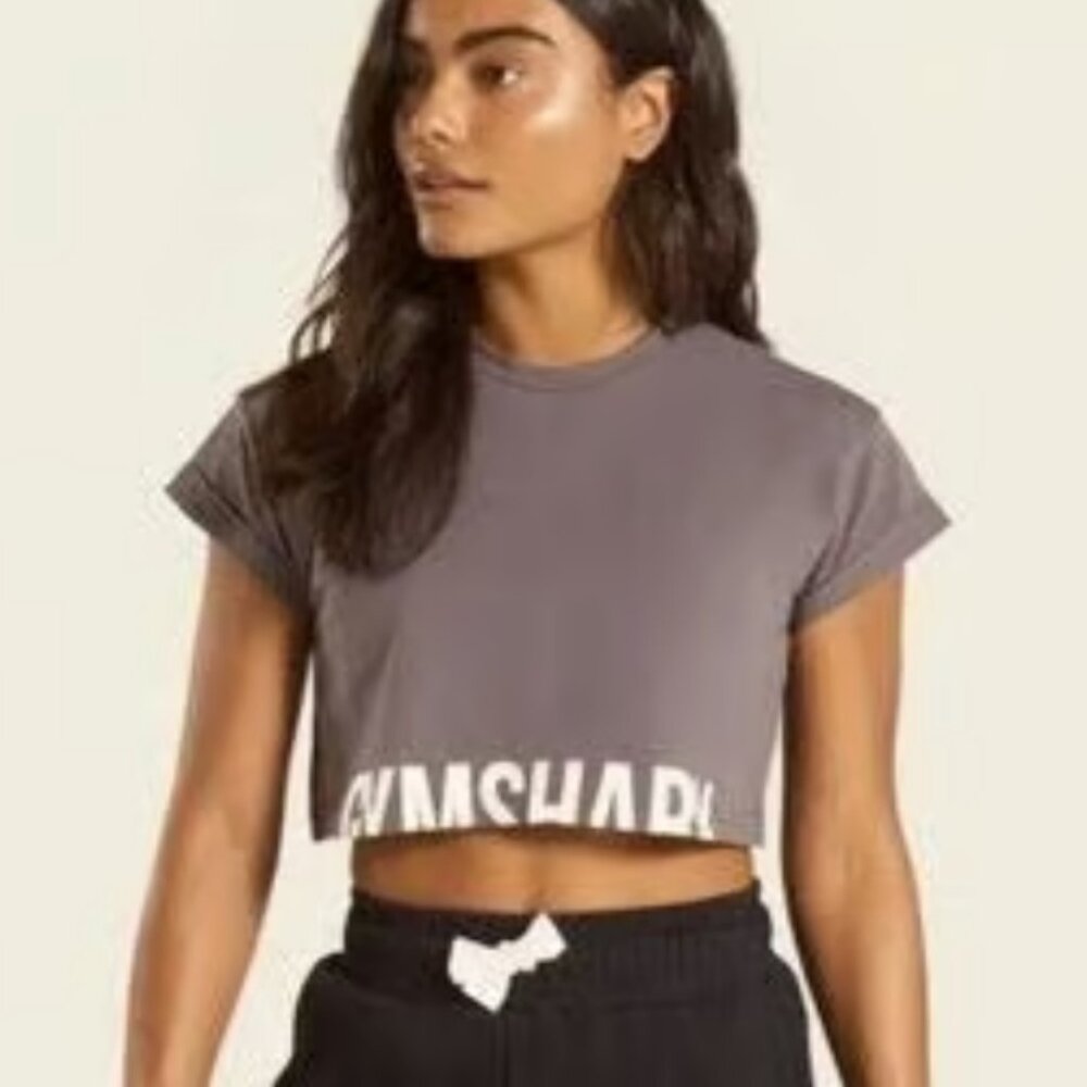 Gymshark Fraction Crop Top- dark Grey- small
